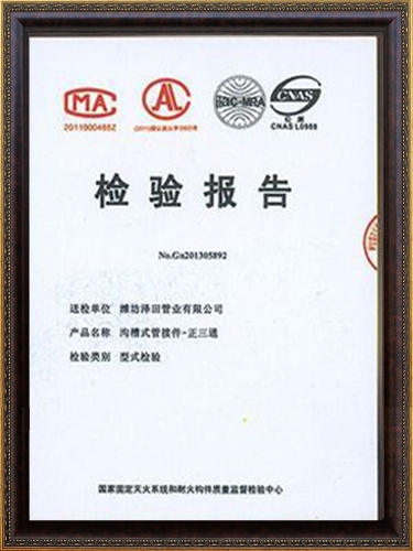 沟槽式管件-正三通 检验报告