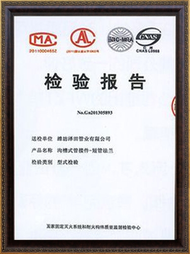 沟槽式管接头-短管法兰 检验报告